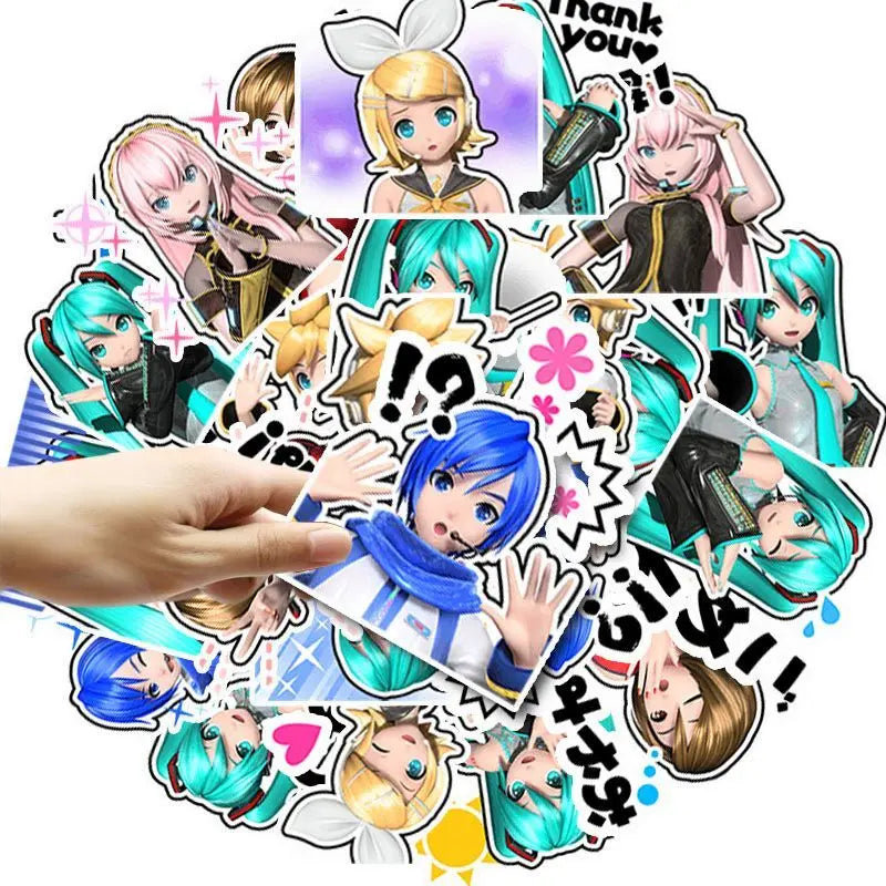 Hatsune Miku Cartoon Cute 80pcs Stickers Kawaii Anime DIY Q-Version Waterproof Decorative Stickers Anime Merchandise Wholesale