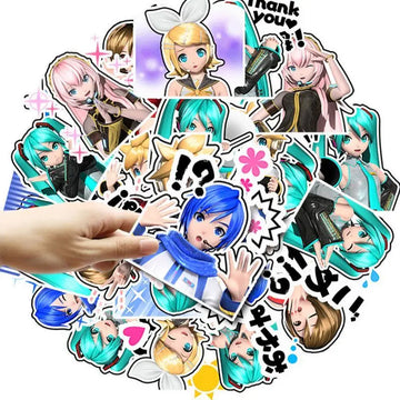 Hatsune Miku Cartoon Cute 80pcs Stickers Kawaii Anime DIY Q-Version Waterproof Decorative Stickers Anime Merchandise Wholesale