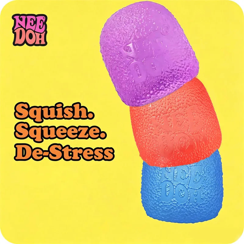 Needoh Gumdrop Toy Blue Squish Shaped Clear Textured Rubber Non Toxic Fidget Relax Stress Autism ADHD Sensory Adult Toy Gift