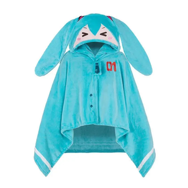 Hatsune Miku Anime Merchandise Fashionable and Personalized Cloak Cape for Men and Women Soft and Comfortable Flannel Warm Shawl