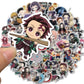 50Pcs Demon Slayer Japanese Anime Stickers Graffiti Skateboard Refrigerator Decorated Notebook Luggage Waterproof Sticker