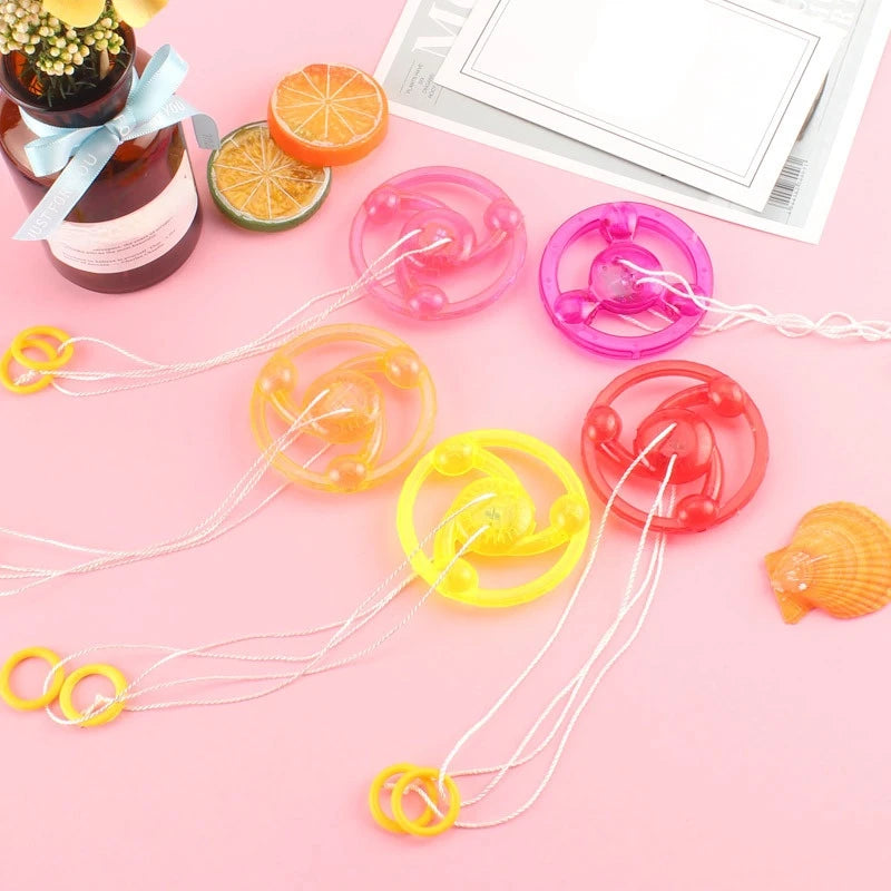 3/6/9pcs New Luminous Hand Pull Luminous Flashing Rope Flywheel Toy Led Light Toy Novelty Flywheel Flash Gyro Gift Toys