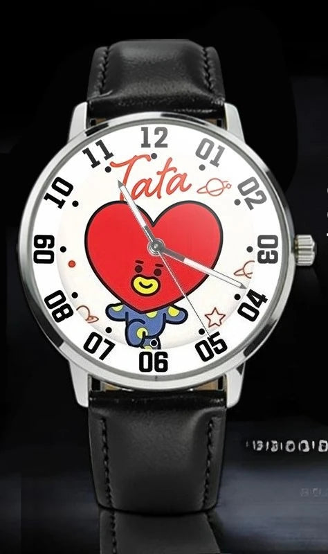 BT21 cartoon cute student watch kawaii pointer type round quartz wristwatch fan support anime merchandise gift wholesale