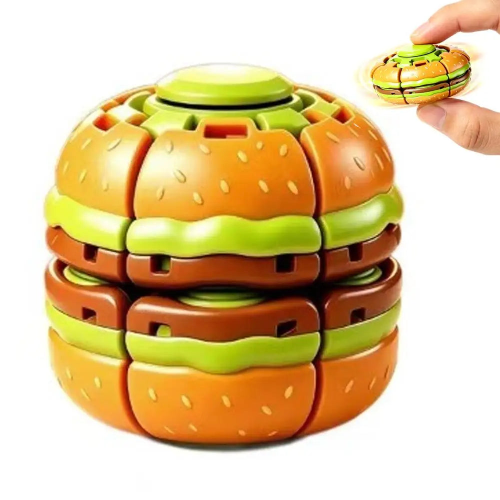 Burger Fidget Spinner Toy 3D Hamburger Press Bubble Gyro Ball Decompression Stress Relief Toy for Adults