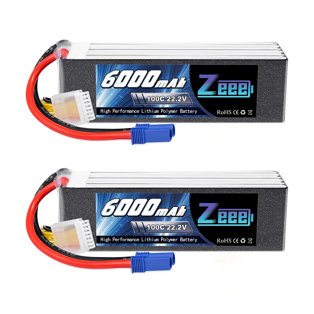 Zeee 6S 6000mAh Lipo Battery 22.2V 100C Softcase with EC5 Plug Lipo Battery for RC Car RC Airplane RC Helicopter RC Model Parts