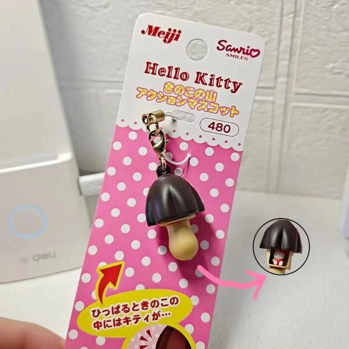 Hot Japanese Charms Resin Chocolate Mushroom Hello Kitty Keychains Bag Pendant Kawaii Cute Vintage Toys A Holiday Gift For Girls