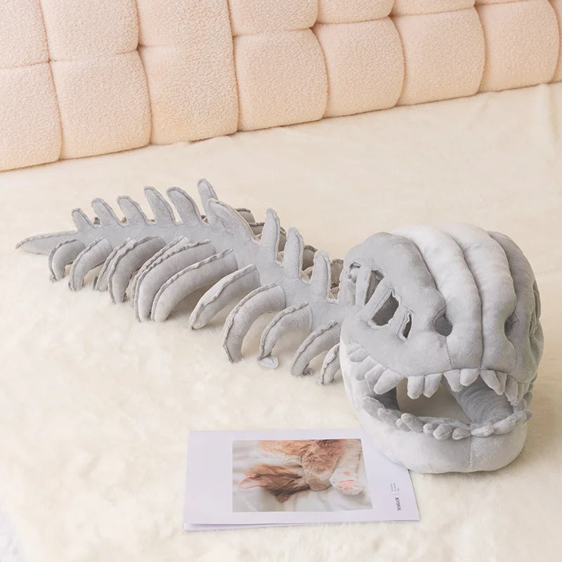 75/115CM Plush Cartoon Skeleton Headgear Halloween Costume Plush Toy Purple Green Black Gray White Pink Dinosaur Bone Funny Doll