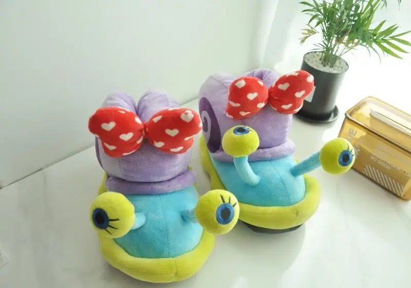 Plush SpongeBob SquarePants Cotton Shoes Snail Bags Heels Cute Home Slippers SpongeBob SquarePants Snail Boots Plush Gift
