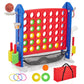 4-in-1 Giant Connect Game Set Adjustable Height, Basketball Hoop, Ring Toss and Net Jumbo Outdoor Yard Game for Families Events