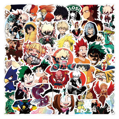 50Pcs My Hero Academia Stickers Set DIY Waterproof Decals for Skateboard Laptop Phone Luggage Notebook Fridge