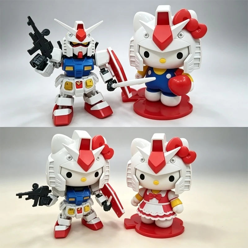 SD Chibi Mecha 4 Styles Set Assembly Model Kit With Weapon Shield Articulated Desktop Collectible Toy Gift