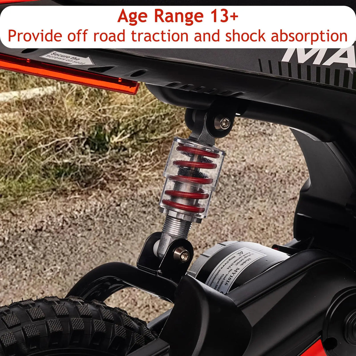 24V 350W Kids Electric Dirt Bike All Terrain Ride On Motorcycle, 3 Speeds To 14.5 MPH, 12in Tires, Suspension, 135lb Load Gift