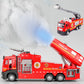1:32 Spray Fire Truck Model Water Spray Ladder Trucks Toy Car Sound Light Pull Back Doors Opened Vehicle Collection Boys Gift