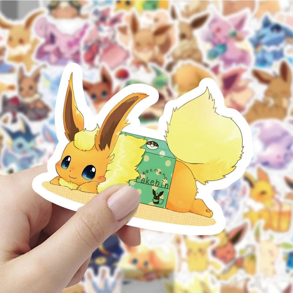 10/30/60pcs Cute Cartoon Pokemon Eevee Stickers Anime Decal Toys Graffiti Laptop Scrapbook Phone Waterproof Kawaii Sticker Gifts