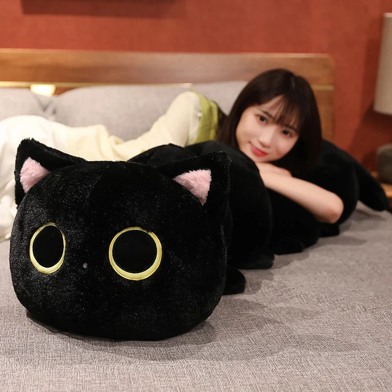 Giant Cute Soft Cat Plush Sleep Long Pillow Cushion Kawaii Black Cat Soft Plush Toys Gift