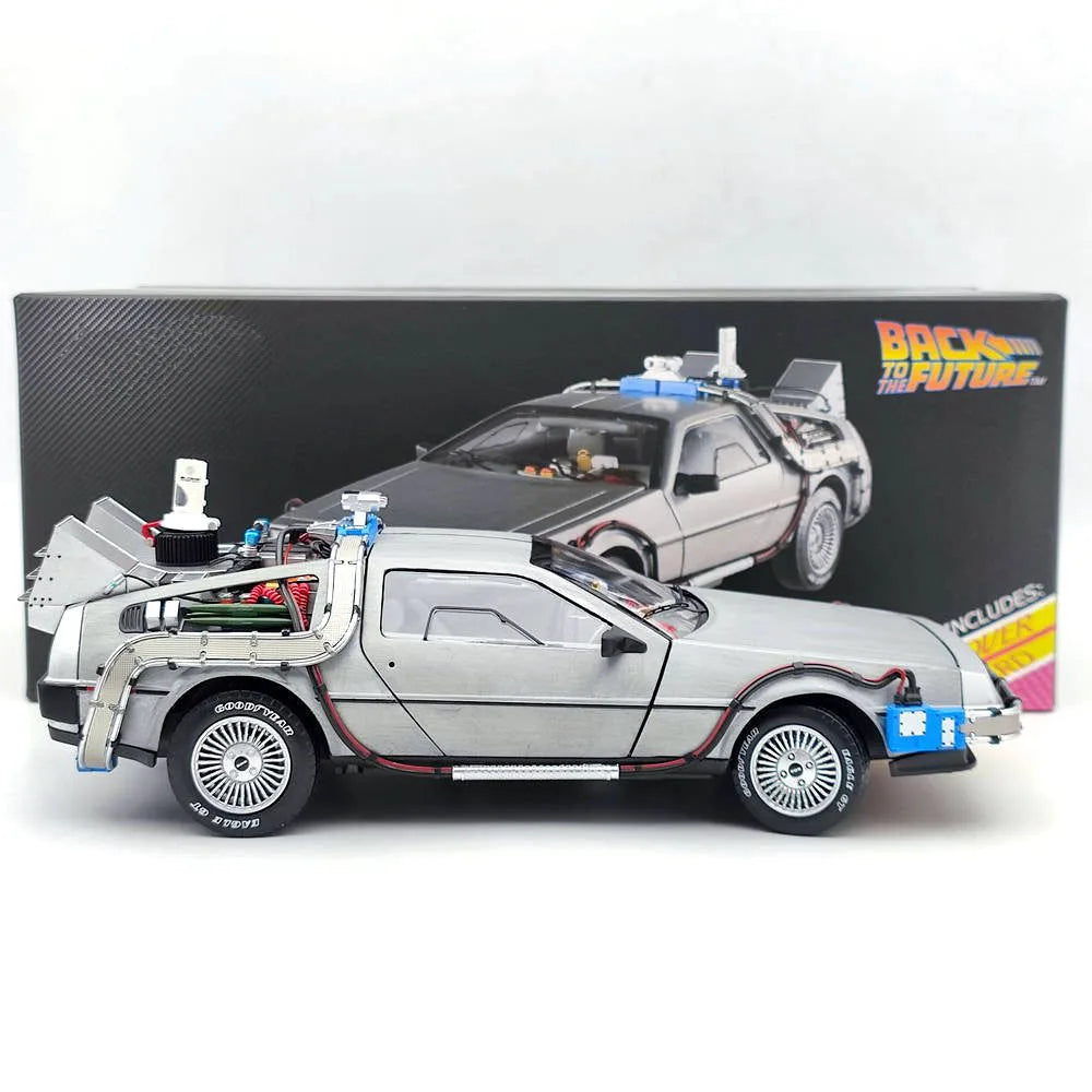 HW 1:18 for Elite Back To The Future Time Machine Ultimate Edition BCJ97 Diecast Models Car Toys Collection Christmas Auto Gift