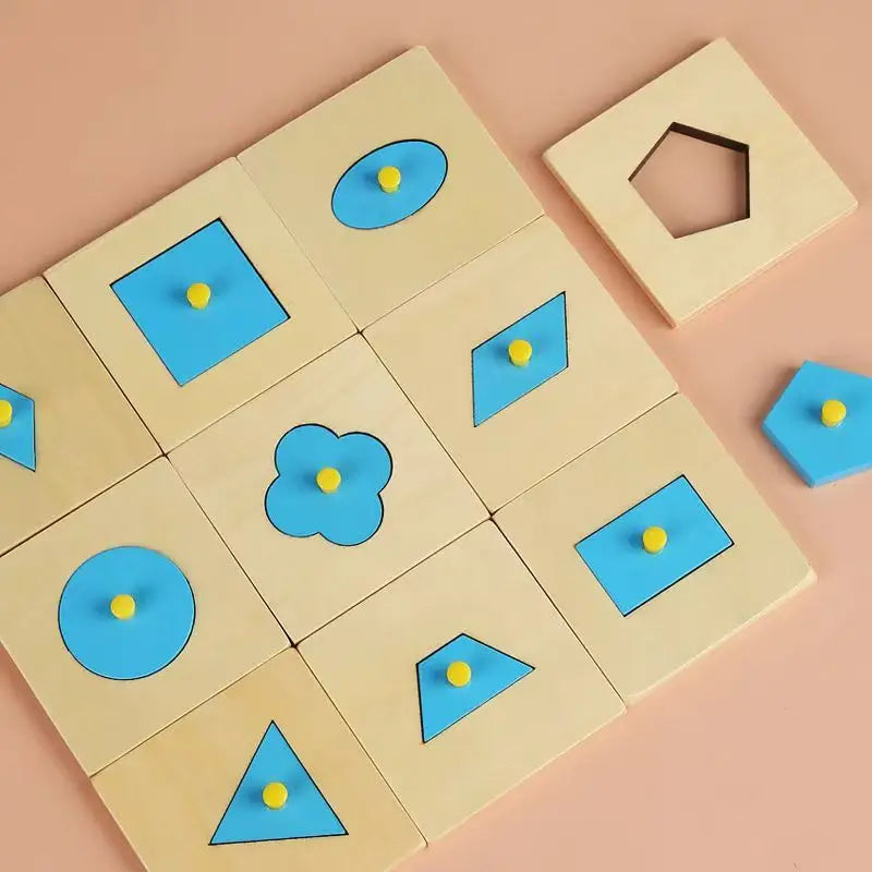 10PCS Set Wooden Geometric Peg Board Montessori Math Materials Educational Shape Matching Toys For Kids Boys Girls