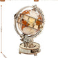 ROKR Wooden 3D Puzzle Toys - Luminous Globe Mechanical Model Building Kit Glow-in-the-Dark Globe 3D Puzzle Set Educational Toy Gift for Teens Adults