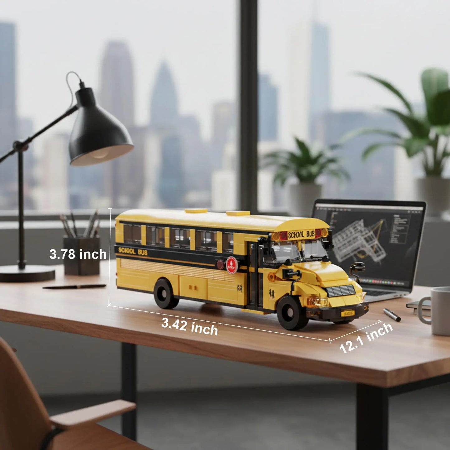 788PCS School Bus Building Blocks Classic Yellow American School Bus Model Bricks Desktop Ornament Kids Educational DIY Toy Gift