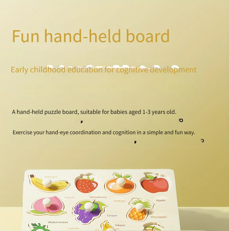 Montessori Early Education Geometry Beginner Puzzle Board, Hand-Held Fixed Board Puzzle Development, Puzzle Block Shape Matching