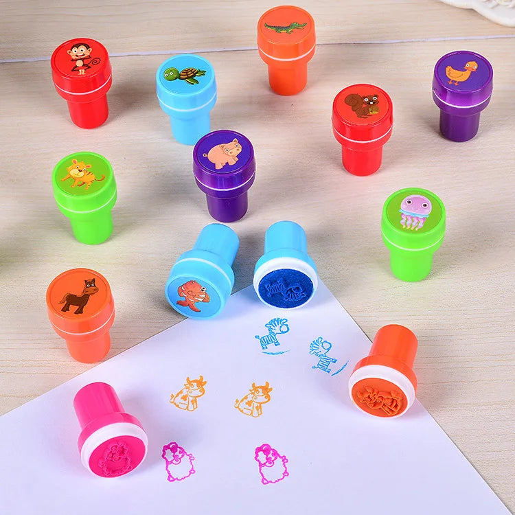 10pcs Assorted Stamps for Self-ink Stamps Toy Stamps Smiley Face Seal Scrapbooking DIY Painting Photo Album Decoration