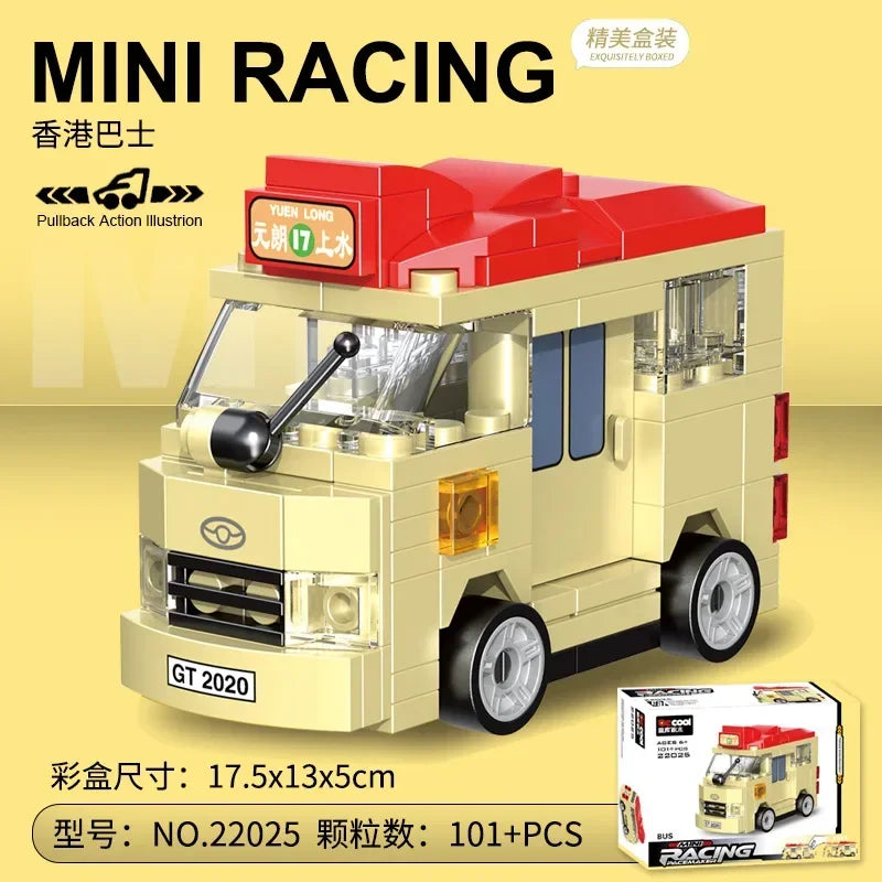 Racing Car Bus Engineering Vehicle Ambulance Pull Back Model Building Blocks Brick Toys Children Boys Birthday Gift Brick