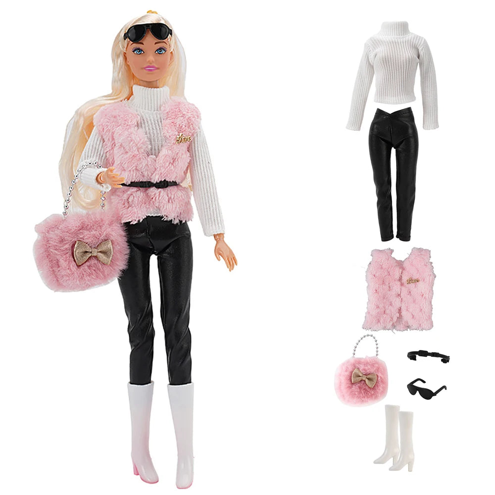 NK 1/6 Doll Princess Hot Sell Fashion Doll Dress Pink Suit For 11.5 Inch Doll Clothes Hat For 29CM Dolls Accessories Gift Toy JJ