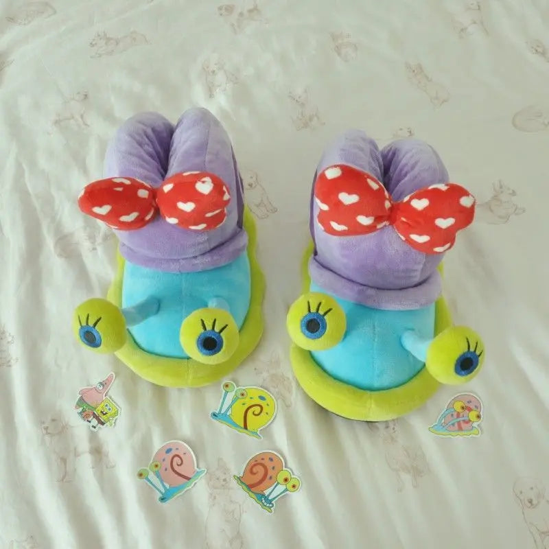 Plush SpongeBob SquarePants Cotton Shoes Snail Bags Heels Cute Home Slippers SpongeBob SquarePants Snail Boots Plush Gift
