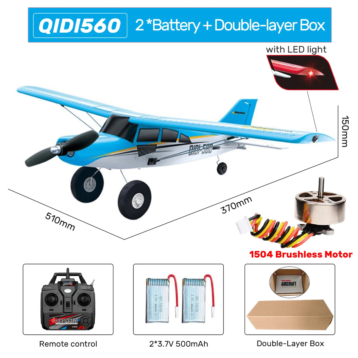 4CH Brushless RC Glider M7 Moore Off-road Aircraft Plane EPP Foam Remote Control Airplane with LED Light Model Toys