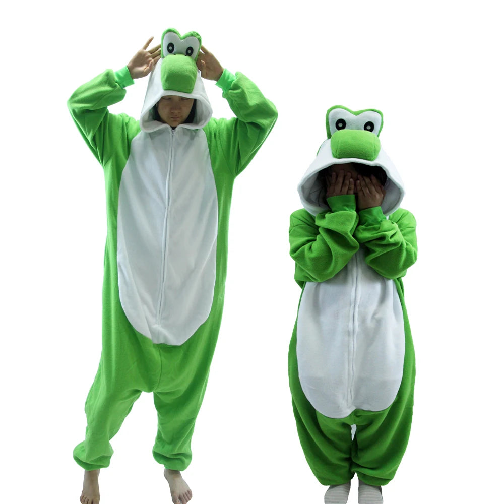 Colorful Yoshi Onesies Kigurumi Pajamas for Adult Unisex Fleece Pyjama Christmas Halloween Cosplay Cos Women Sleepwear Outfits