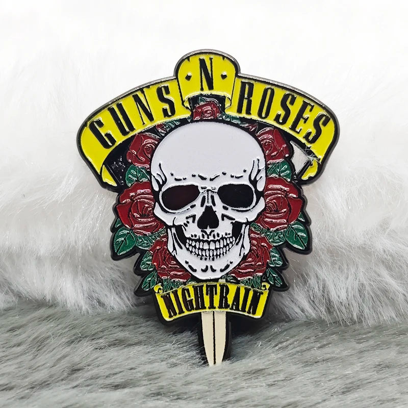 Rock Band Skull Brooch, Halloween Horror Cosplay Costume Accessories, Decorative Accessories, Rose Brooch
