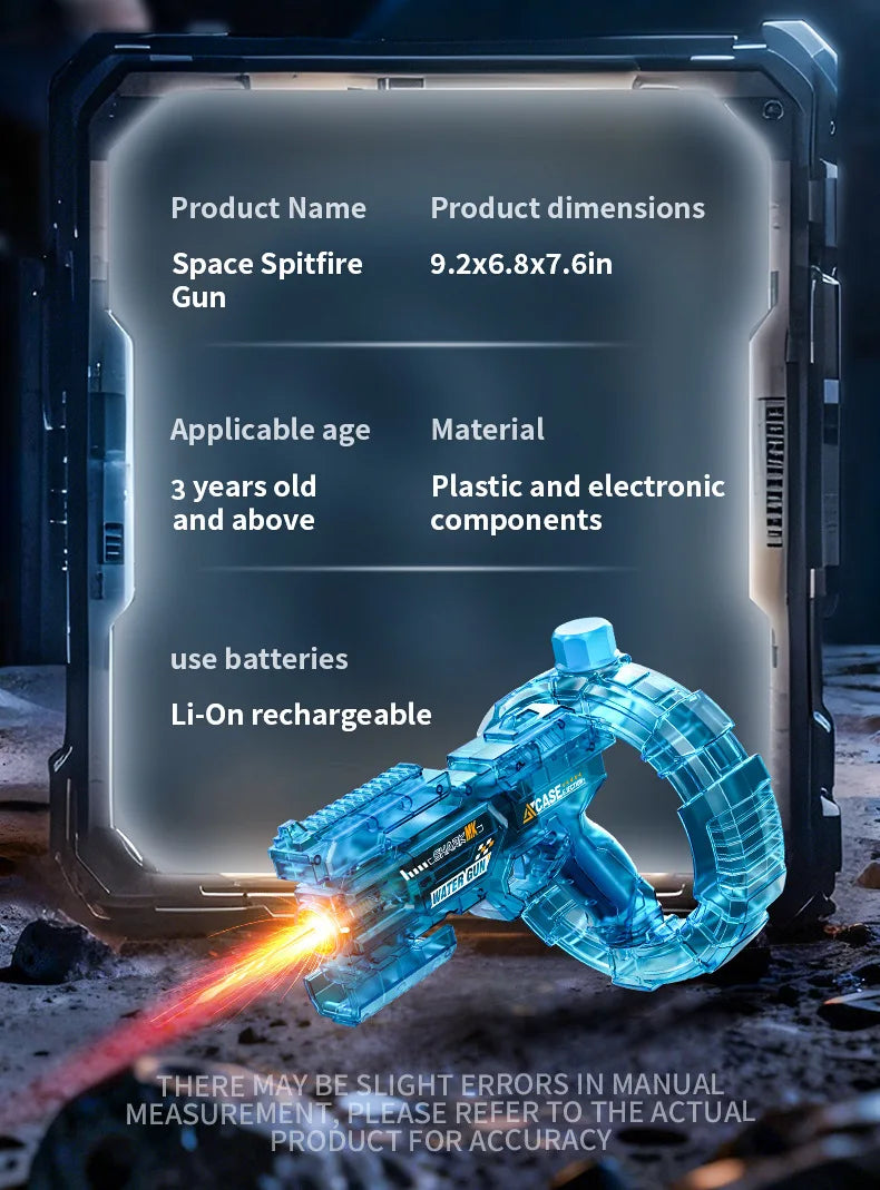 Gatling Rotating Electric Water Gun with Light-Up High Speed Continuous Shooting Powerful Water Blaster Summer Outdoor Toy