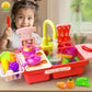 Children Toy Sink Electric Kid Dishwasher Water with Vegetable Fruit Food Cooking Pretend Play Toy Kitchen Role Play 3 Year Gift