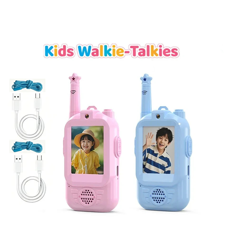 2PC Children's Video Walkie-talkie HD Walkie-talkie USB Charging Indoor Outdoor Entertainment Kids Toys Birthday Gifts Ages 3-12
