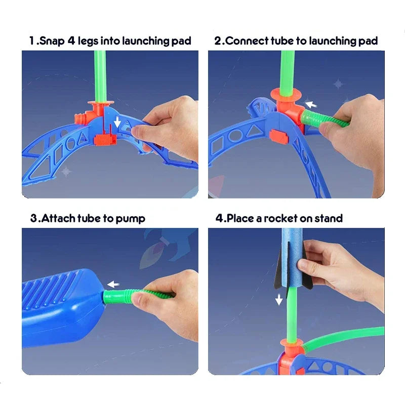 Outdoor Rocket Foot Pump, Outdoor Inflatable Flying Rocket Suit, Jumping Air-Powered Rocket Launcher, Gift
