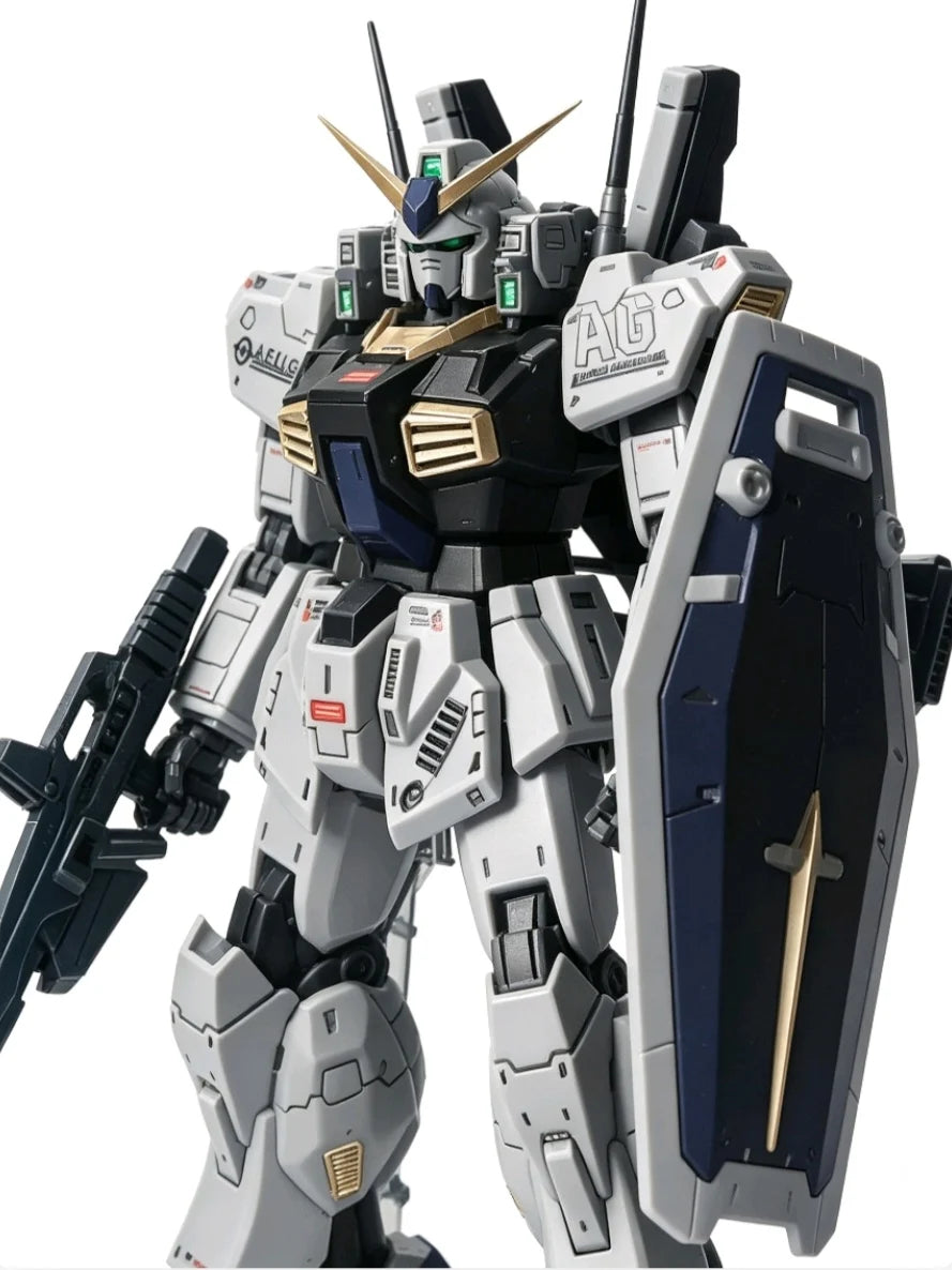 Gray White Black Gold Sci-Fi Humanoid Mecha DIY Assembly Kit, Full Movable Joint Robot Model Ornament with Display Stand