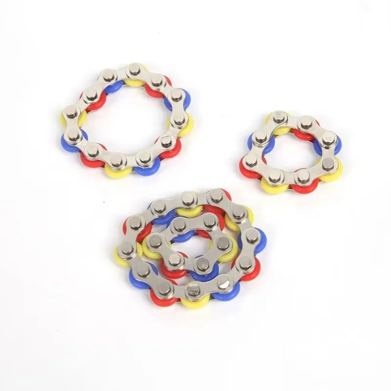 Rolling Sensory Fidget Toy Chain Bicycle Shape Fingertip Decompressor Stress Relief Finger Toys Portable Relaxing Toys for Home