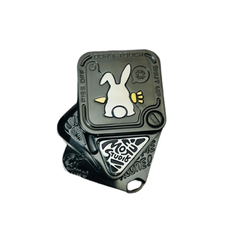 SNAP Grumpy Rabbit Fidget Spinner Tuning Fork Three Layers Magnetic Side Push Slider Metal Decompression Fingertip EDC Toy