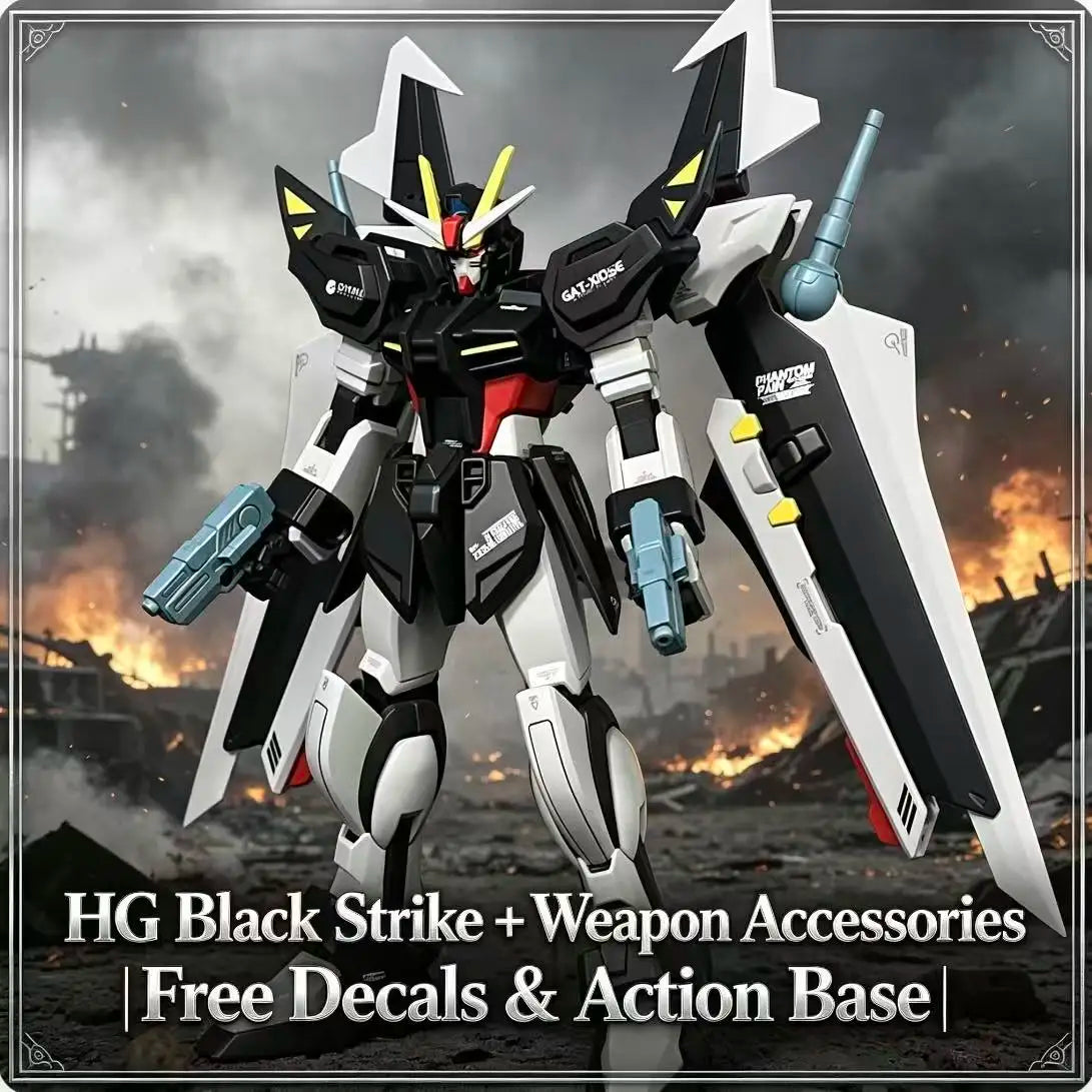 41 HG 1/144 Black Strike Mecha with Wing Backpack & Equipment Parts, Assembly Model Kit, Collectible Decor & Gift for Boys