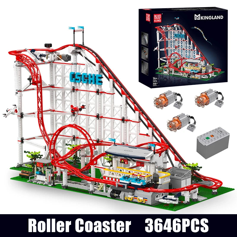 Mould King 11014 The Motorized Rolle Coaster Building Block Assembly Technical Rolle Coaster Brick Toys Kids Christmas Gift