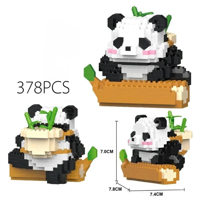 Creative DIY Assemable Animal Cute MINI Chinese Style Animal Panda Building Block Educational Boy Toys For Children Model Bricks
