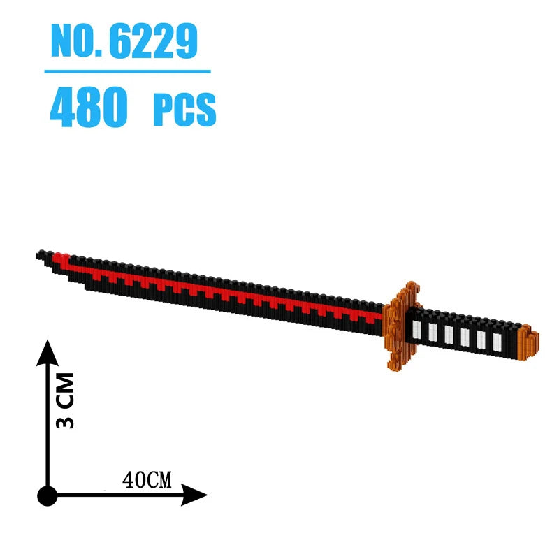480Pcs Samurai Sword Building Blocks Ninja Blade Katana Japanese Anime Butterfly Nichirin Knife Bricks Toys For Children Adult