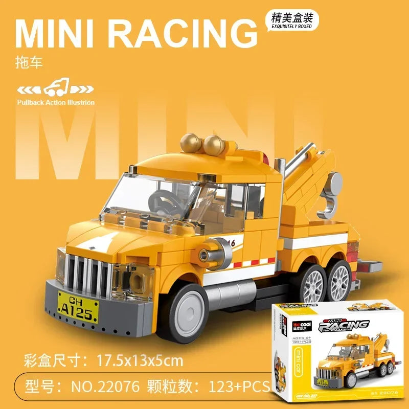 Racing Car Bus Engineering Vehicle Ambulance Pull Back Model Building Blocks Brick Toys Children Boys Birthday Gift Brick