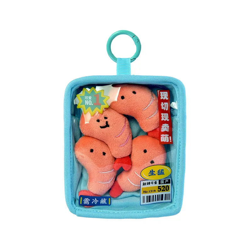 10cm New Creative Seafood Platter Plush Toys Funny Mini Salmon Sardine Octopus Stuffed Plushies Cute Bag Charms Restaurant Decor