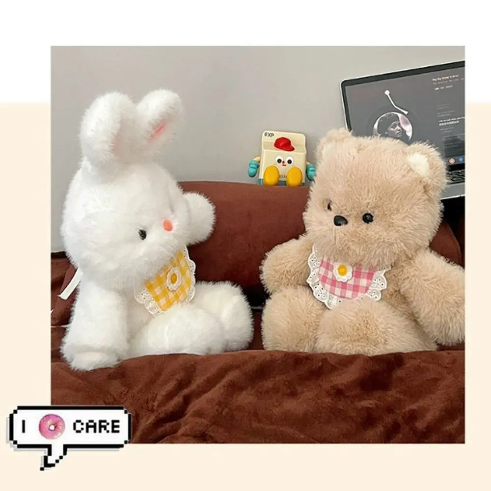 New Running Bear Plush Toys Cartoon Rabbit 40cm Stuffed Animal Stuffed with Bib Running Animal Kids