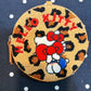 NEW Hello Kitty Leopard round Plush Storage Bag Black Leather Kitty cat Coin Wallet Makeup Travel Storage Large capacity BagGift