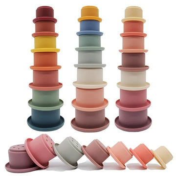 Baby Silicone Stacking Cups – Montessori Hourglass Tower Toy