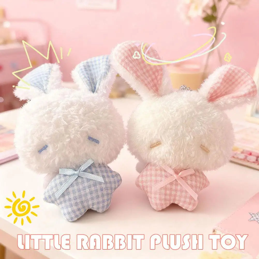 1/2Pcs Mini Angel Bunny Plush Keychain Cute Soft Rabbit Stuffed Toy Hanging Pendant Kawaii Gift for Girls