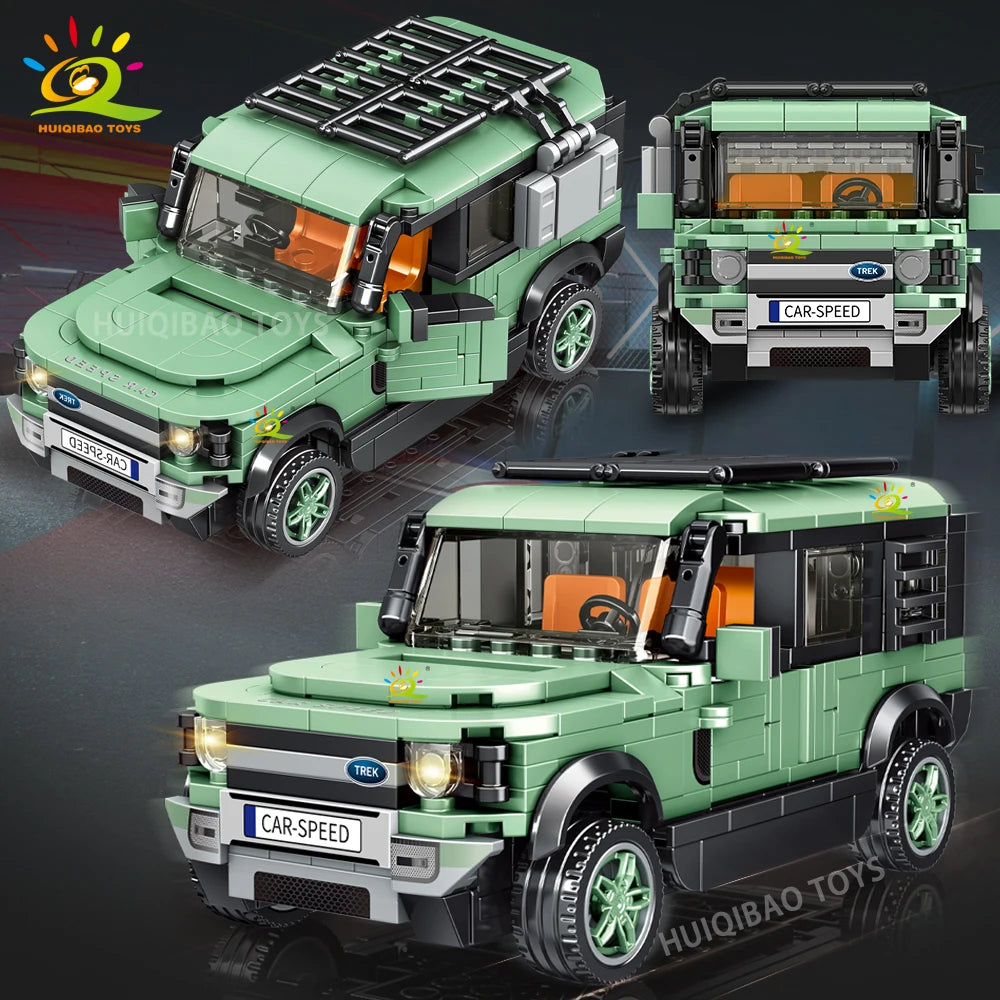 HUIQIBAO Off-road Vehicle Truck Car Building Block Set Boys DIY Speed Car Collectible Adult Model Bricks Educational Toys Gift