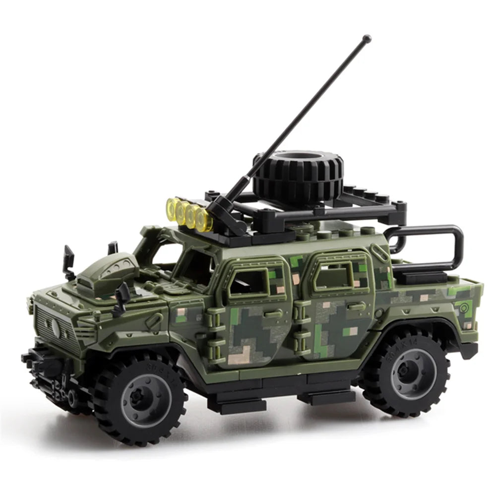 World War Army Military Soldiers Police SWAT Armored Vehicle Model Building Blocks Bricks Children's Toys Gift ﻿